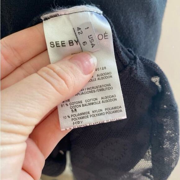 Authentic Italian See by Chloe Sleeveless Mesh Back Lace Body Dress Black Size 6 - Picture 7 of 7